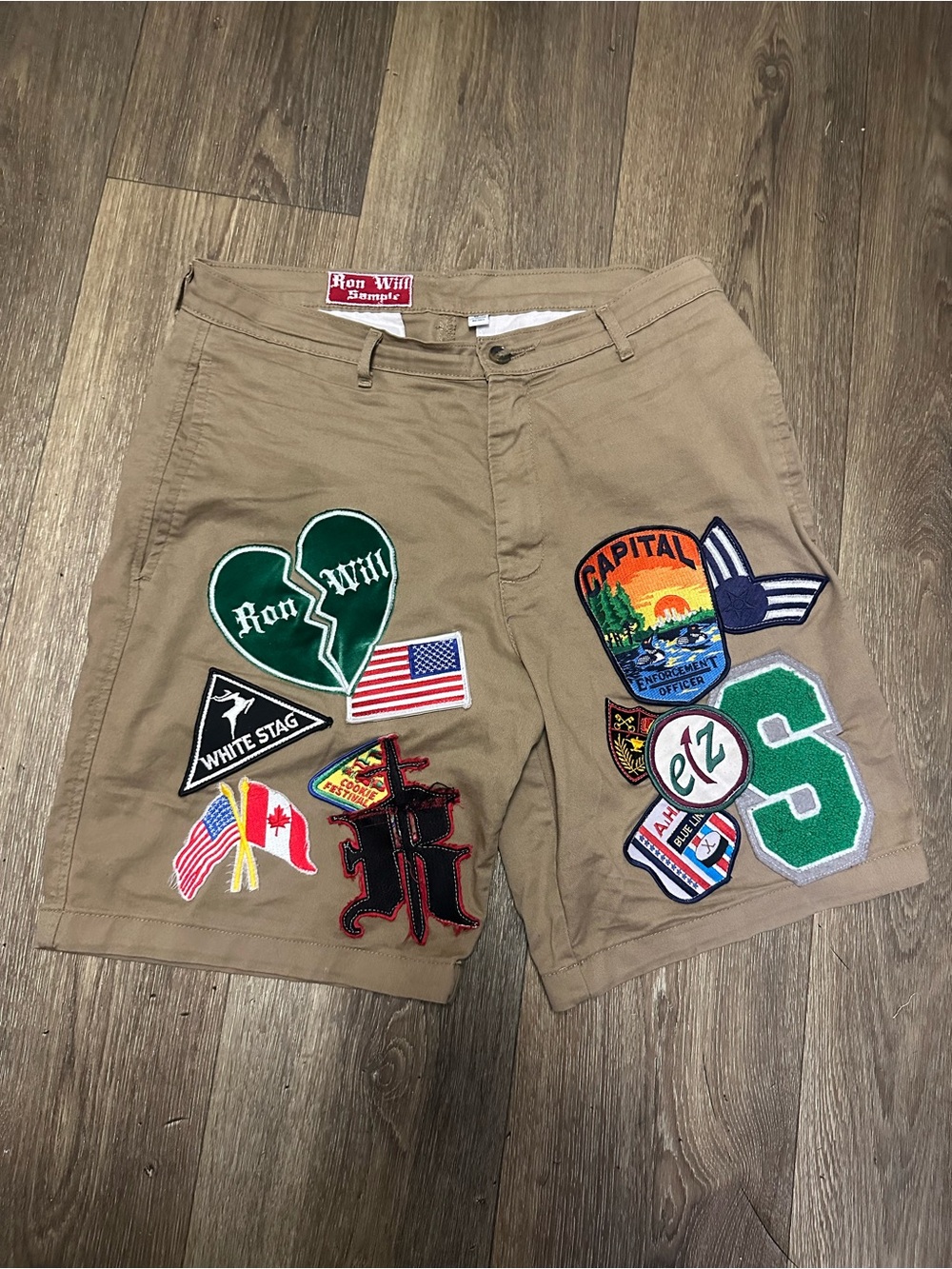 Khaki Patchwork Shorts by Ron Will